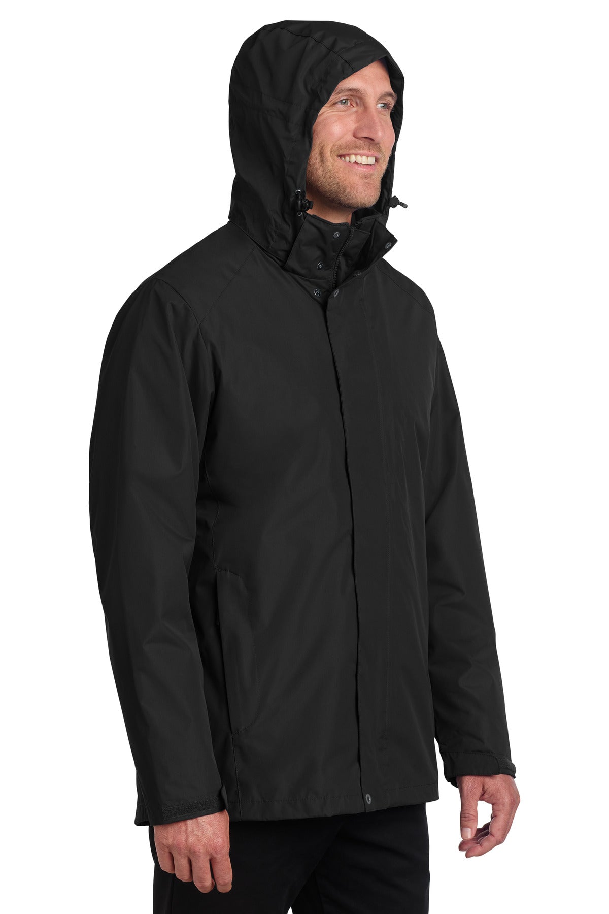 Black Port Authority All-Weather 3-in-1 Jacket J123 plain