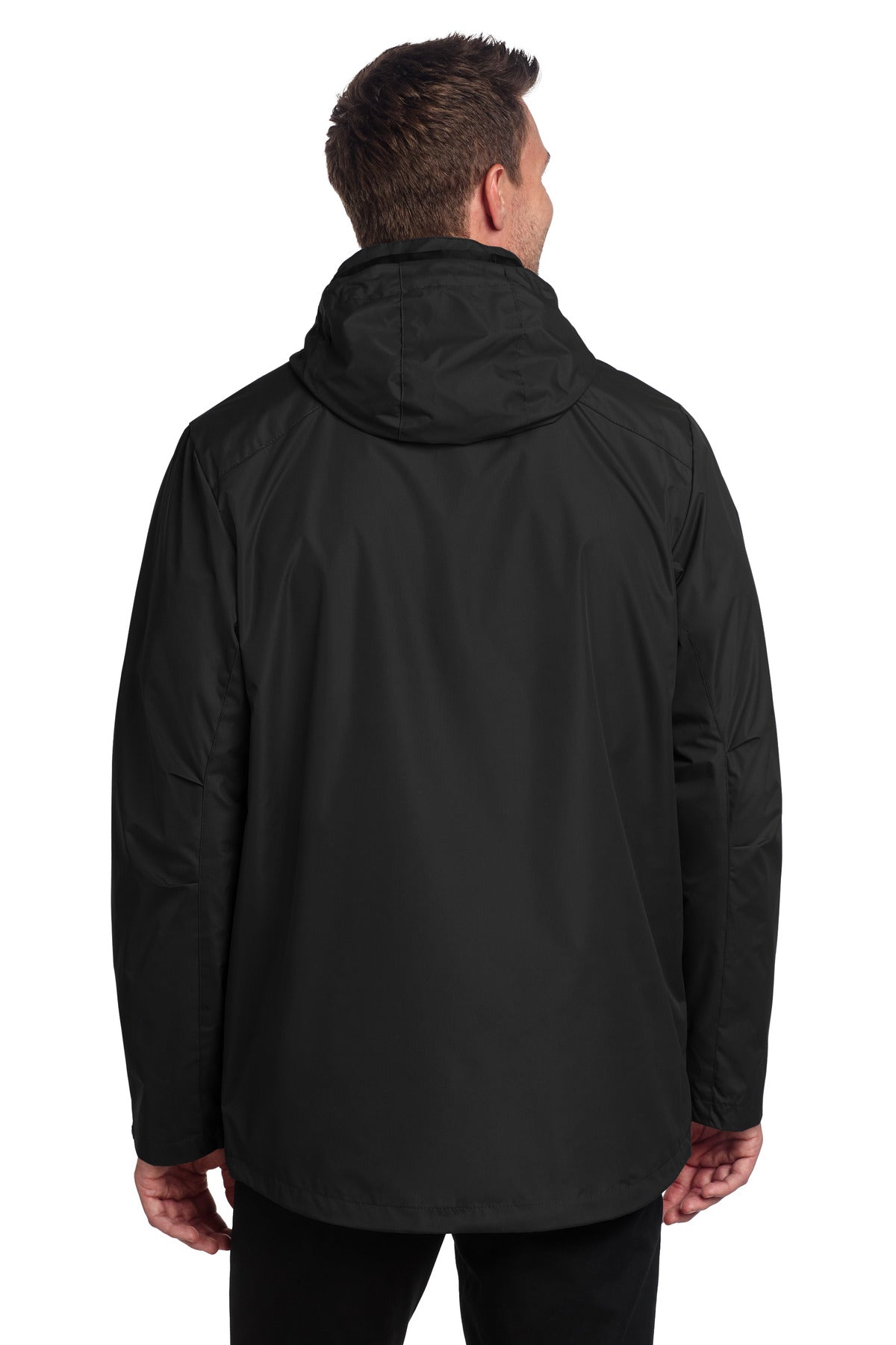 Black Port Authority All-Weather 3-in-1 Jacket J123 plain
