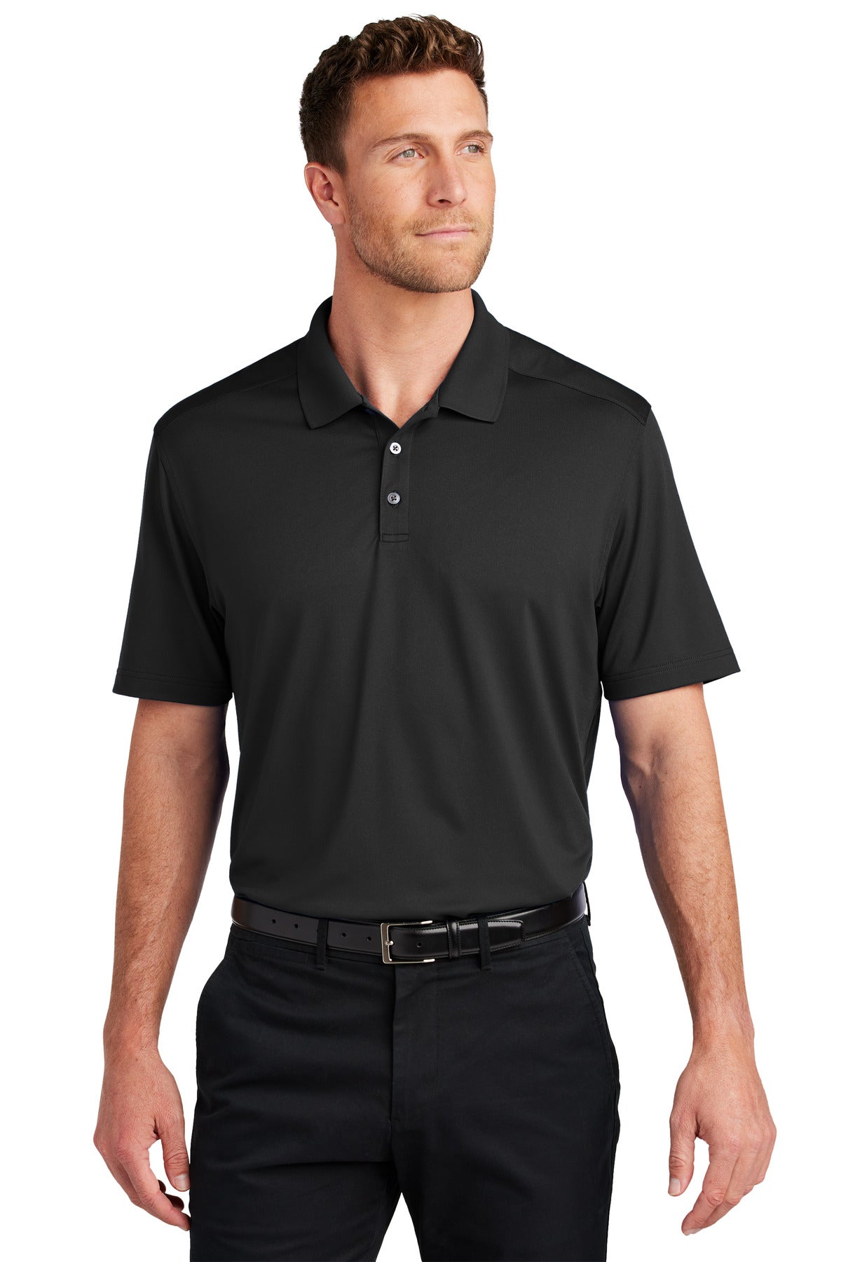 Black Port Authority City Stretch Flat Knit Polo K683 plain