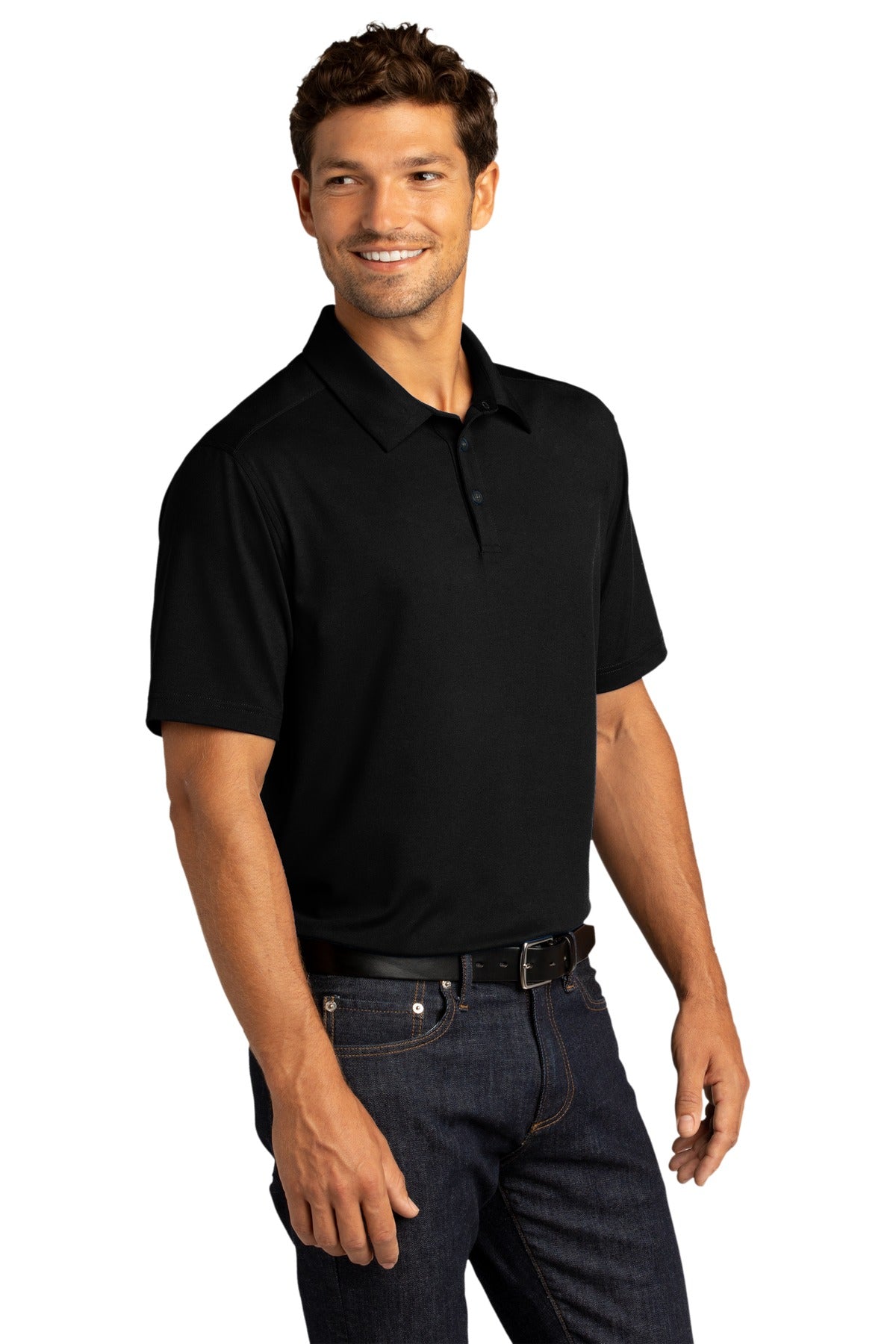 Black Port Authority City Stretch Polo K682 plain
