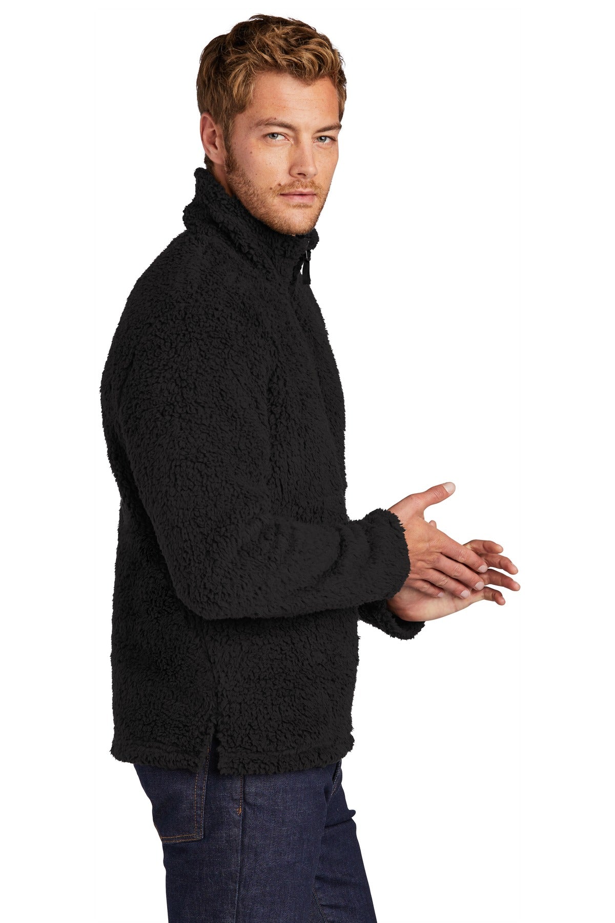 Black Port Authority Cozy 1/4-Zip Fleece F130 plain