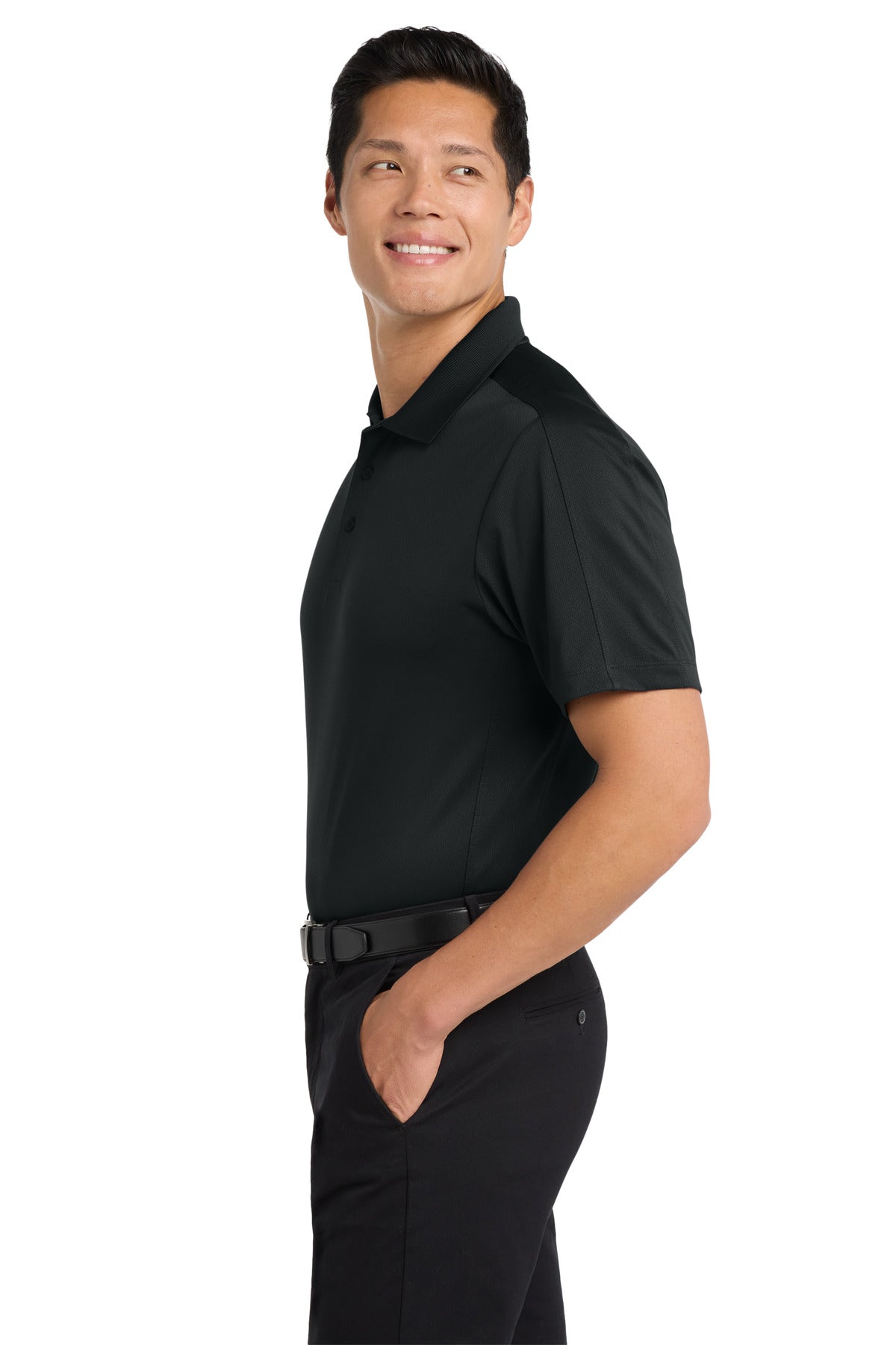 Black Port Authority Diamond Jacquard Polo. K569 plain