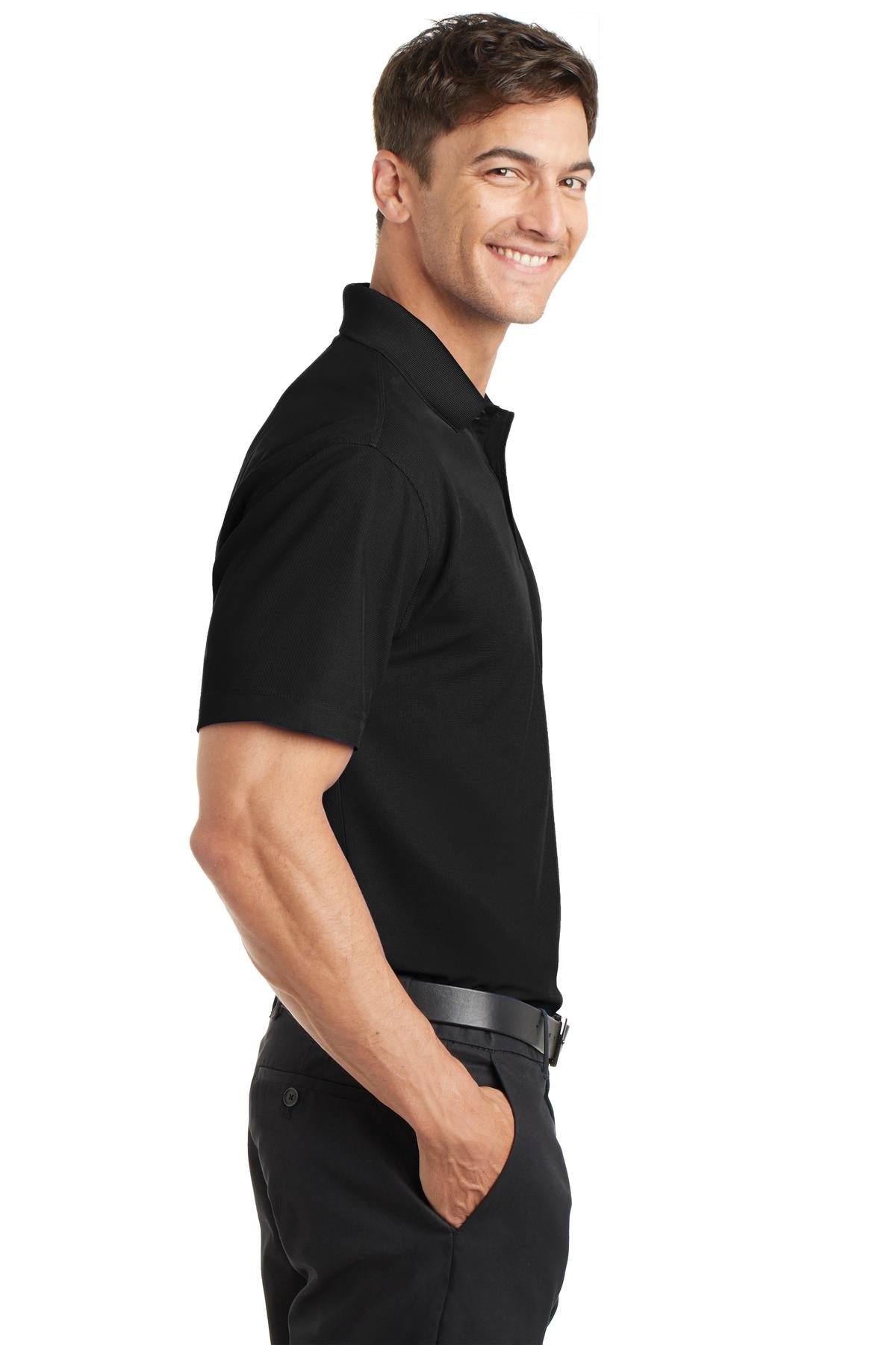 Black Port Authority Dry Zone Grid Polo. K572 plain