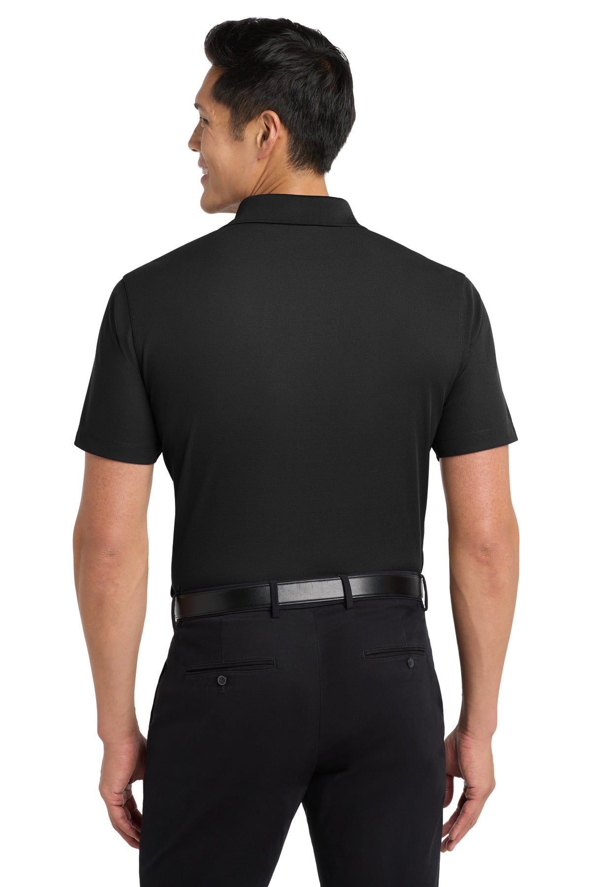 Black Port Authority Dry Zone Grid Polo. K572 plain