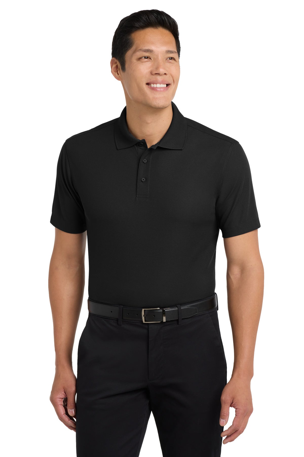 Black Port Authority Dry Zone Grid Polo. K572 plain