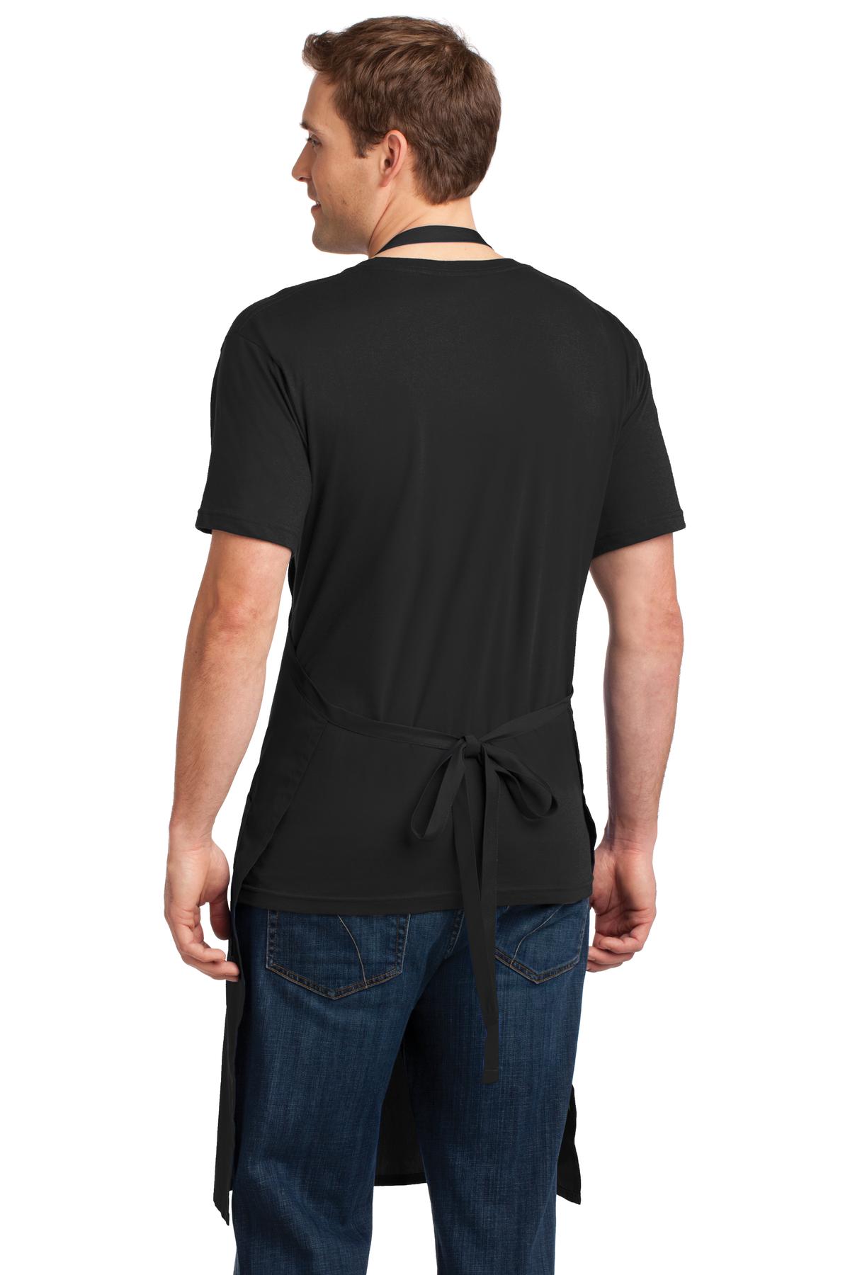 Black Port Authority Easy Care Extra Long Bib Apron with Stain Release. A700 plain