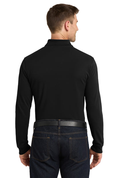 Black Port Authority EZCotton Long Sleeve Polo. K8000LS plain