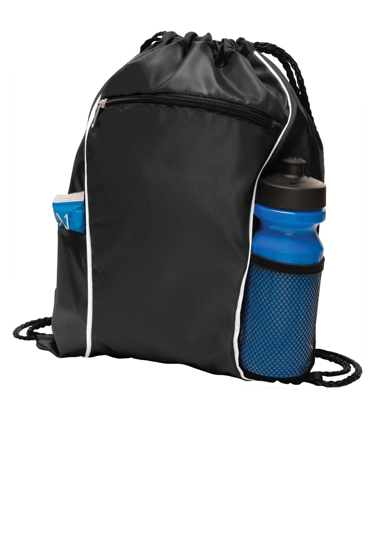 Black Port Authority Fast Break Cinch Pack. BG613 plain
