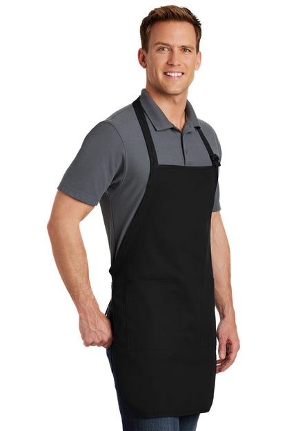 Black Port Authority Full-Length Apron with Pockets. A500 plain