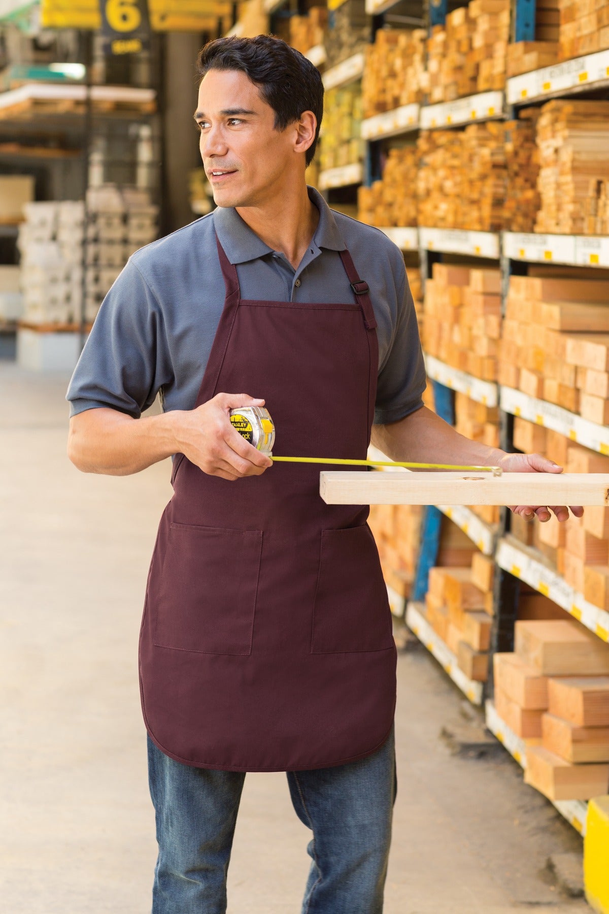 Black Port Authority Full-Length Apron with Pockets. A500 plain