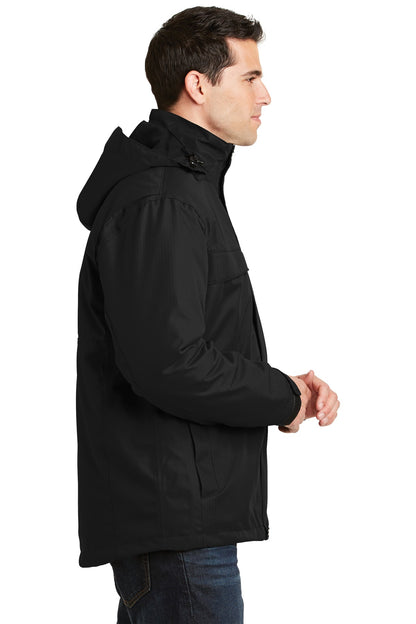 Black Port Authority Herringbone 3-in-1 Parka. J302 plain