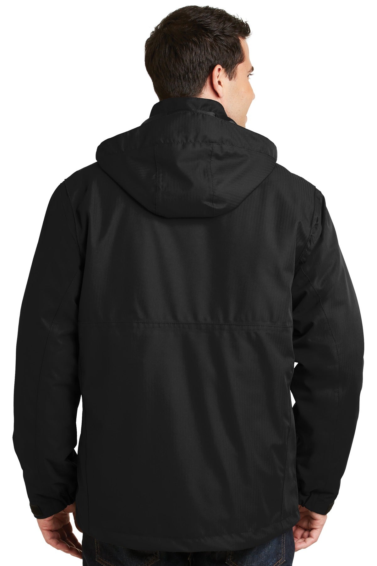 Black Port Authority Herringbone 3-in-1 Parka. J302 plain