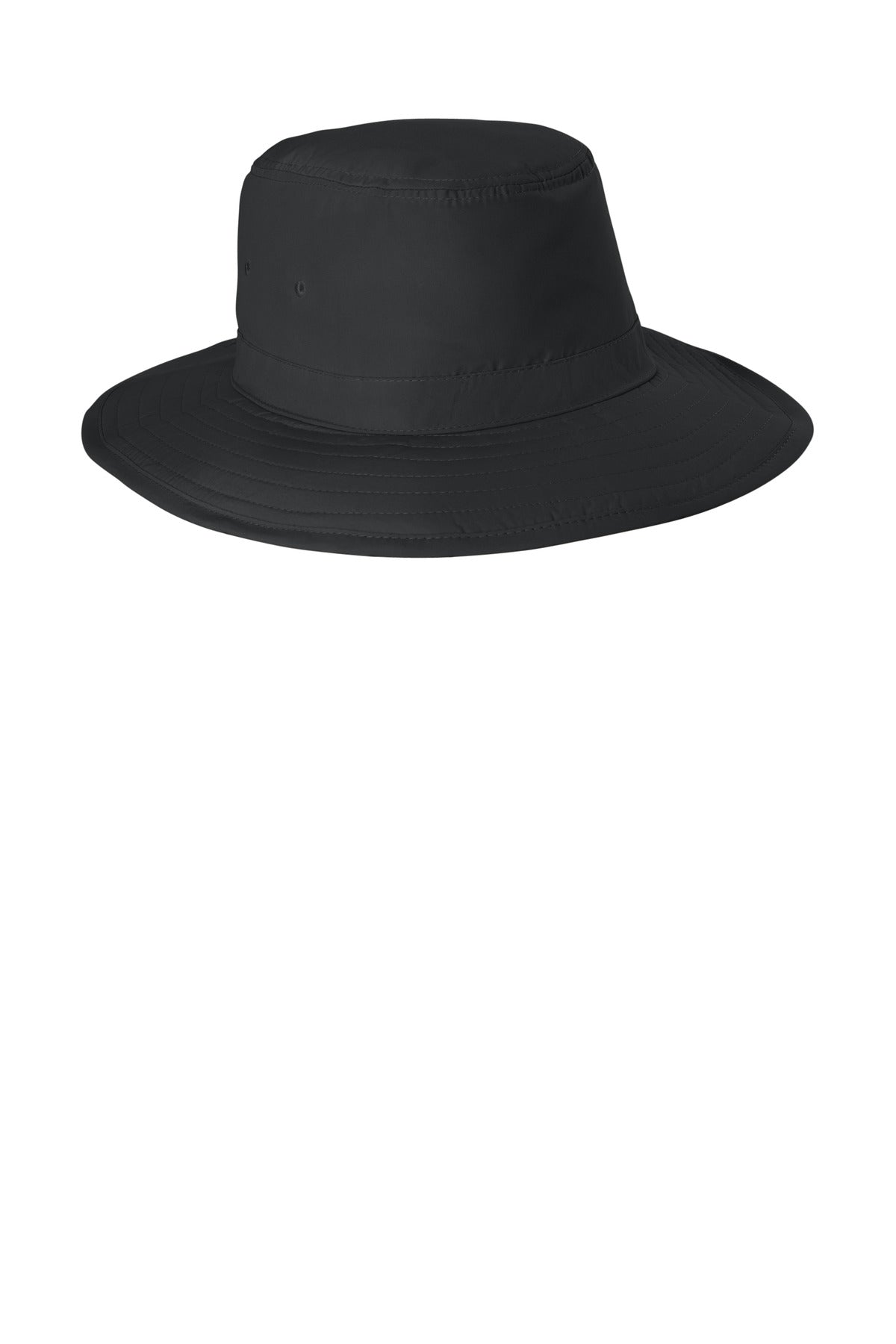 Black Port Authority Lifestyle Brim Hat. C921 plain