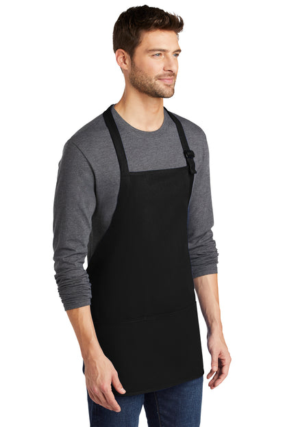 Black Port Authority Medium-Length Apron with Pouch Pockets. A510 plain