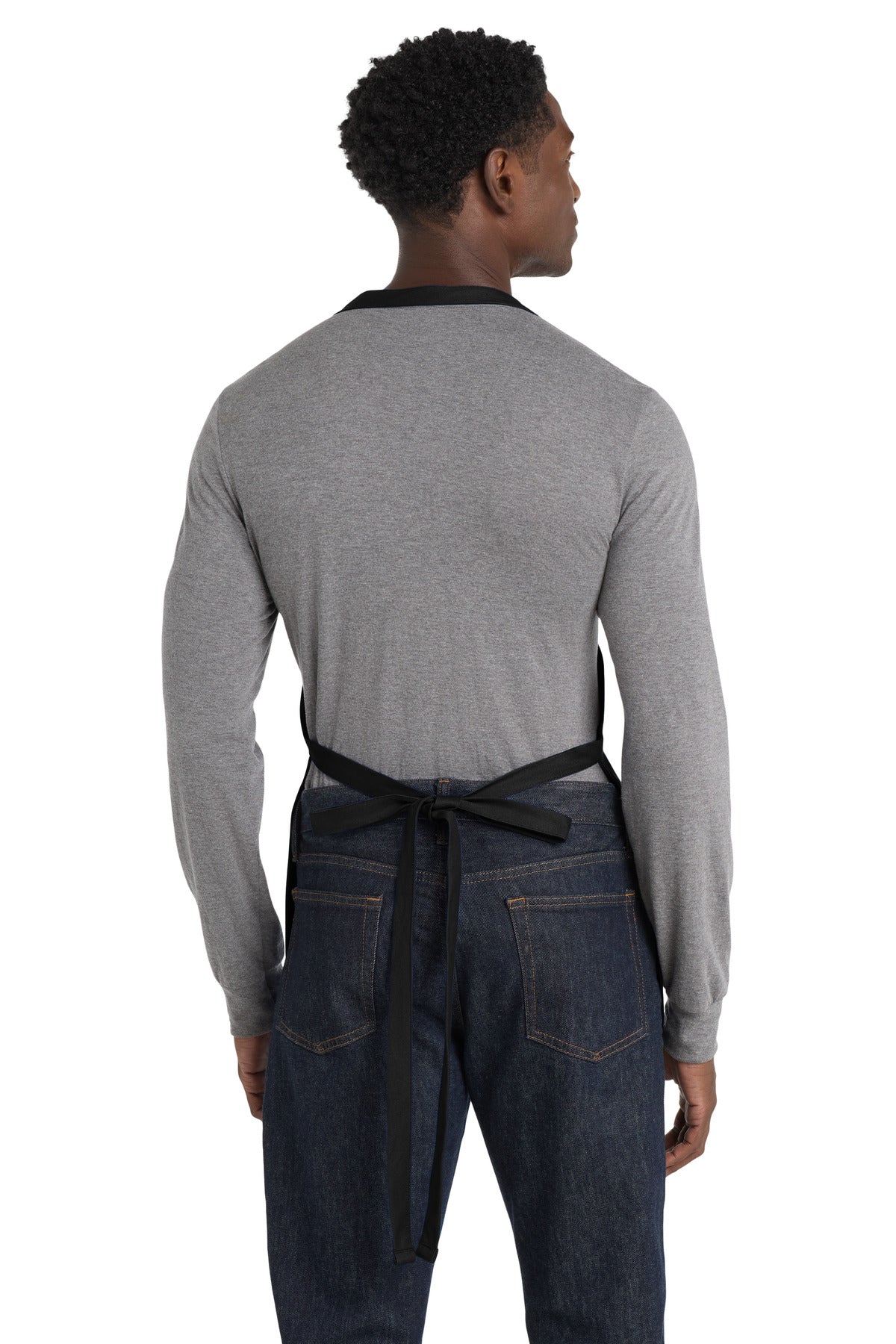 Black Port Authority Medium-Length Apron with Pouch Pockets. A510 plain