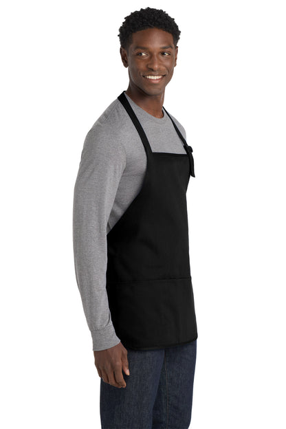 Black Port Authority Medium-Length Apron with Pouch Pockets. A510