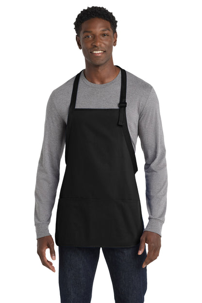 Black Port Authority Medium-Length Apron with Pouch Pockets. A510
