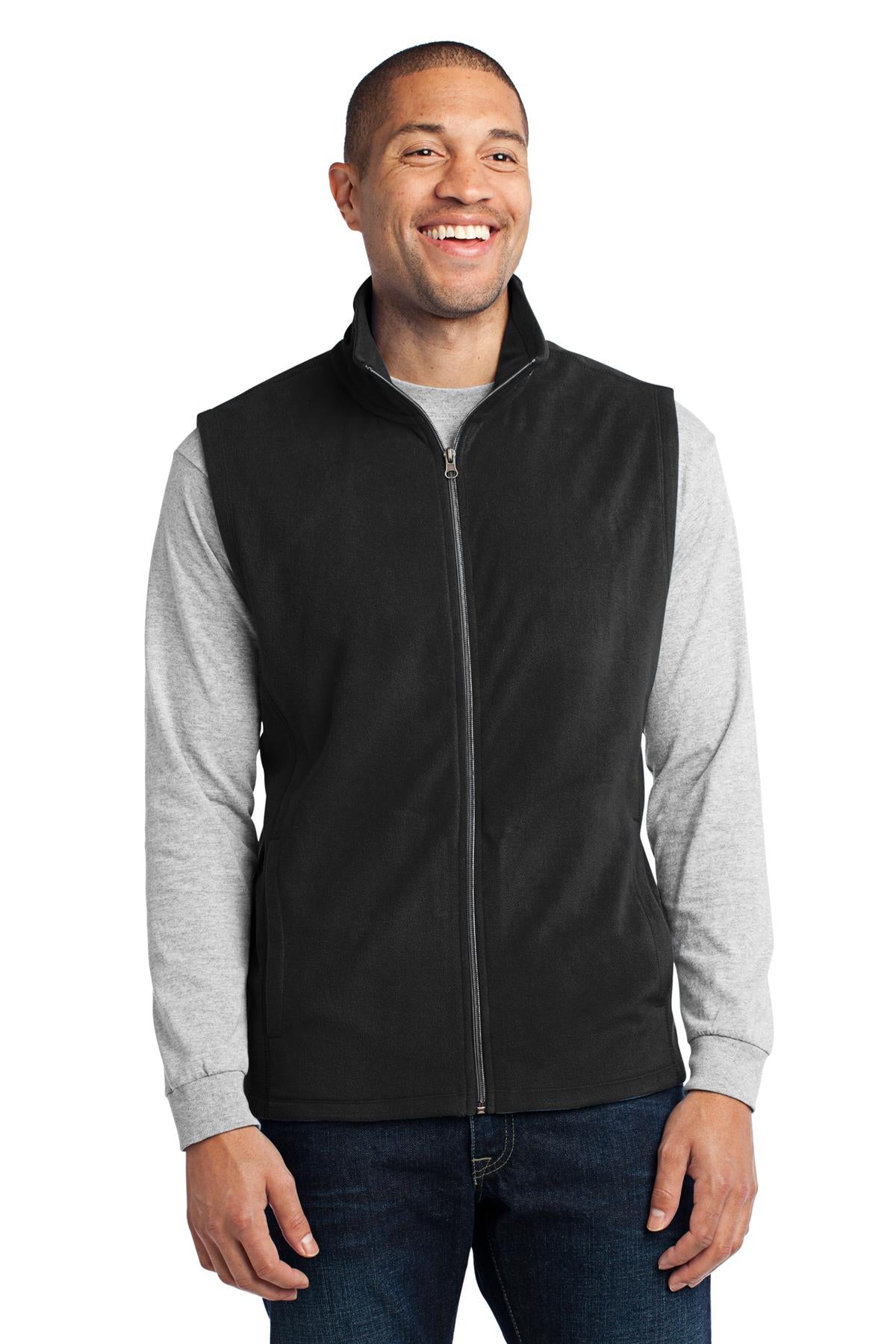 Black Port Authority Microfleece Vest. F226 plain