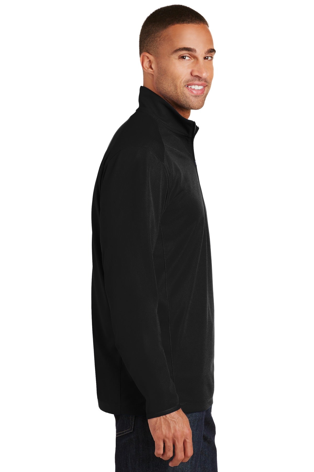 Black Port Authority Pinpoint Mesh 1/2-Zip. K806 plain