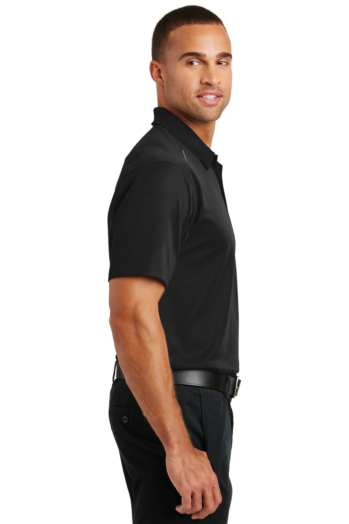 Black Port Authority Pinpoint Mesh Polo. K580 plain