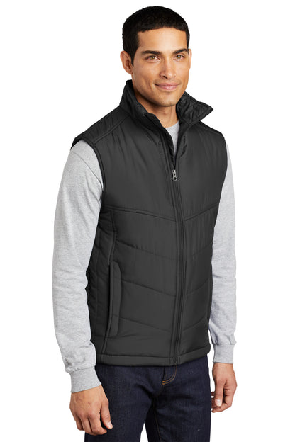Black Port Authority Puffy Vest. J709 plain