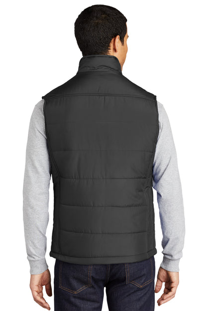 Black Port Authority Puffy Vest. J709 plain