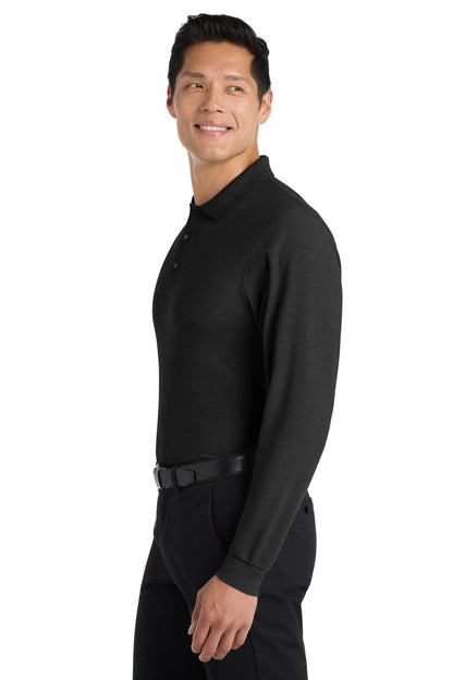 Black Port Authority Silk Touch Long Sleeve Polo. K500LS