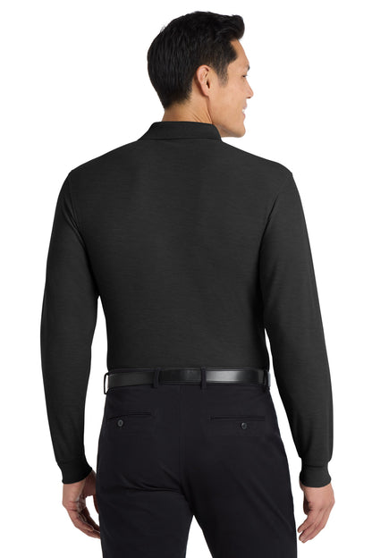 Black Port Authority Silk Touch Long Sleeve Polo. K500LS