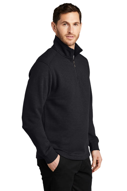 Black Port Authority Slub Fleece 1/4-Zip Pullover. F295 plain