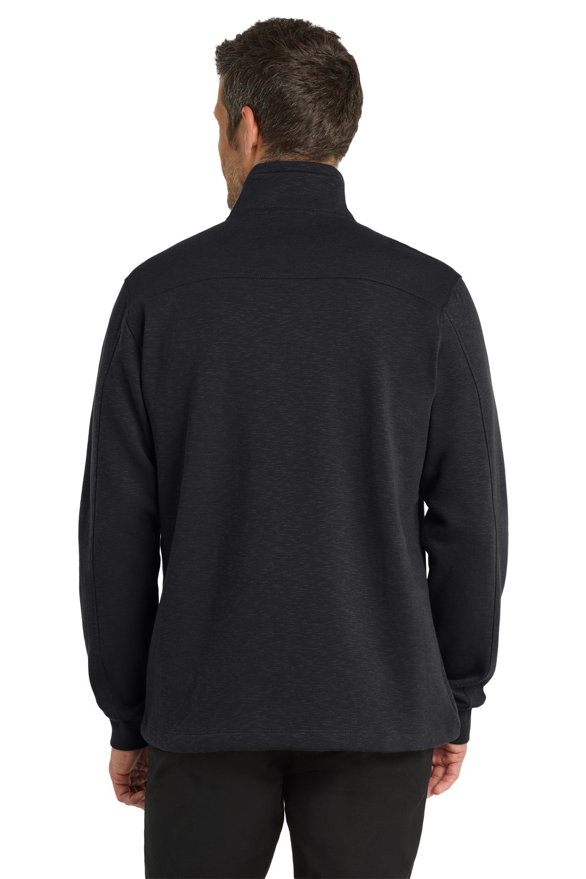 Black Port Authority Slub Fleece 1/4-Zip Pullover. F295 plain