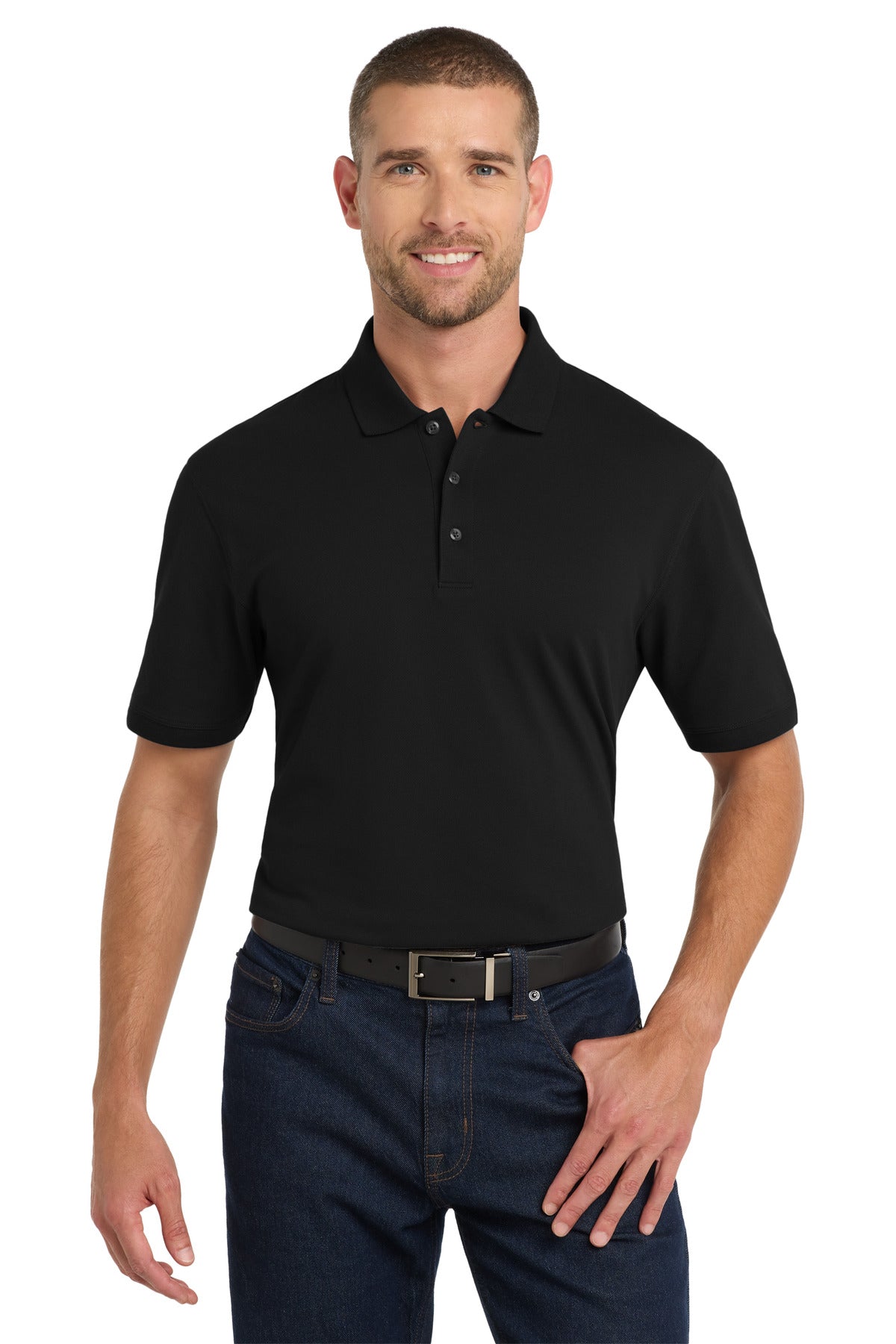 Black Port Authority Tall EZCotton Polo TK8000 plain