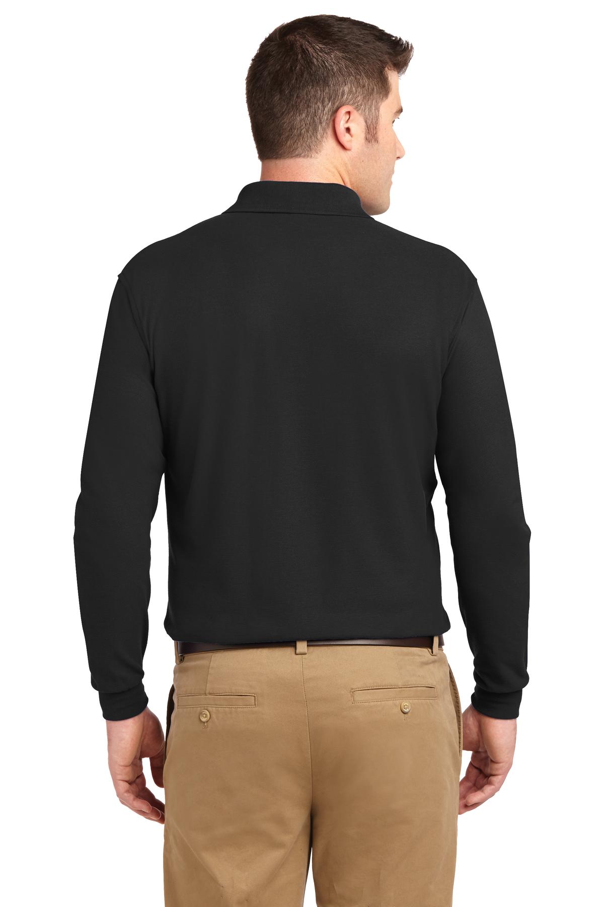 Black Port Authority Tall Silk Touch Long Sleeve Polo. TLK500LS plain