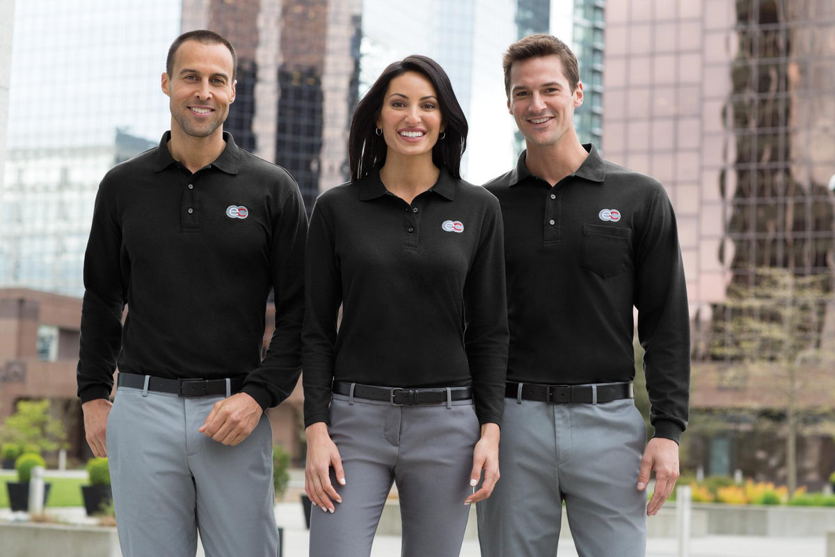 Black Port Authority Tall Silk Touch Long Sleeve Polo. TLK500LS plain