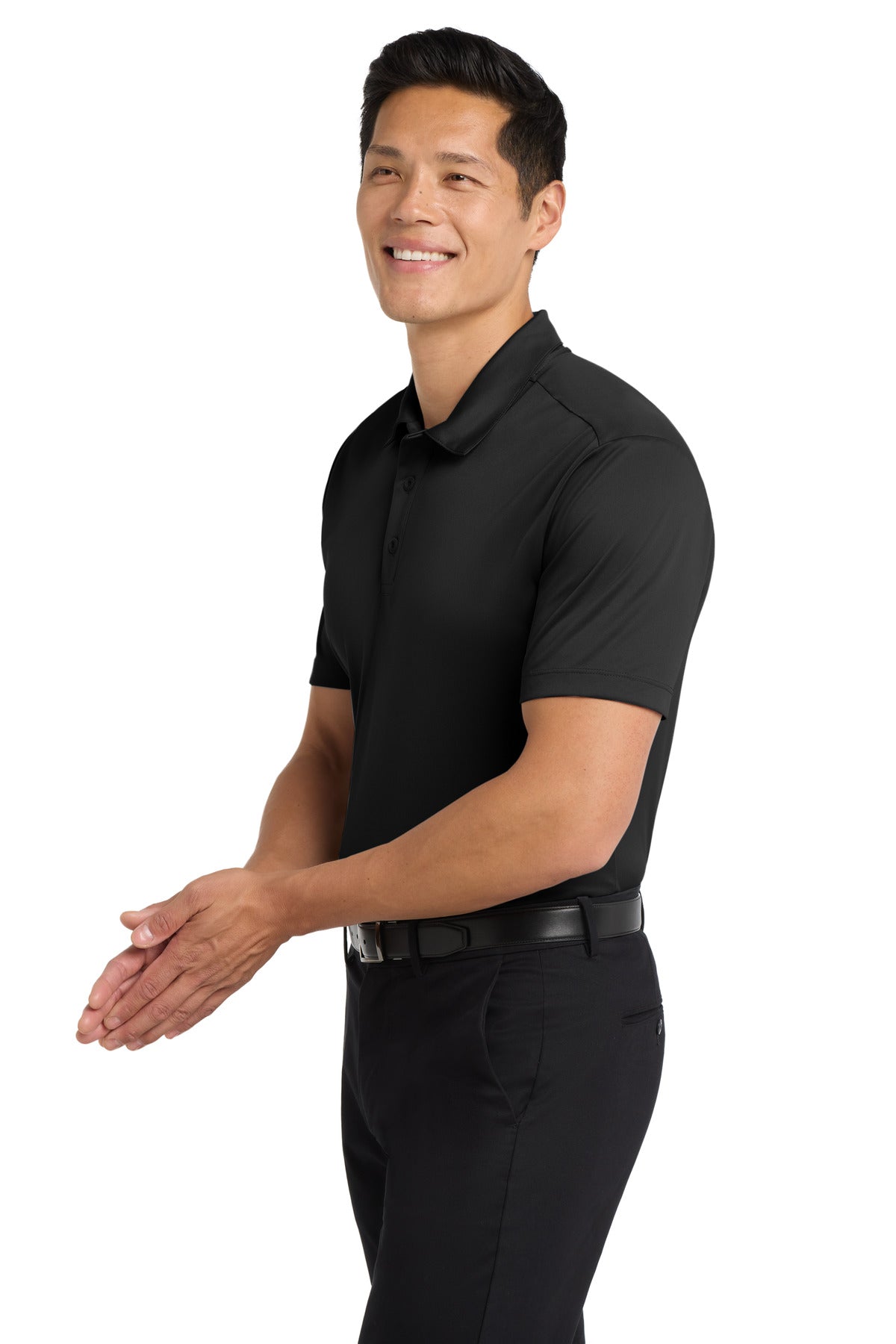 Black Port Authority Tall Silk Touch Performance Polo. TLK540 plain