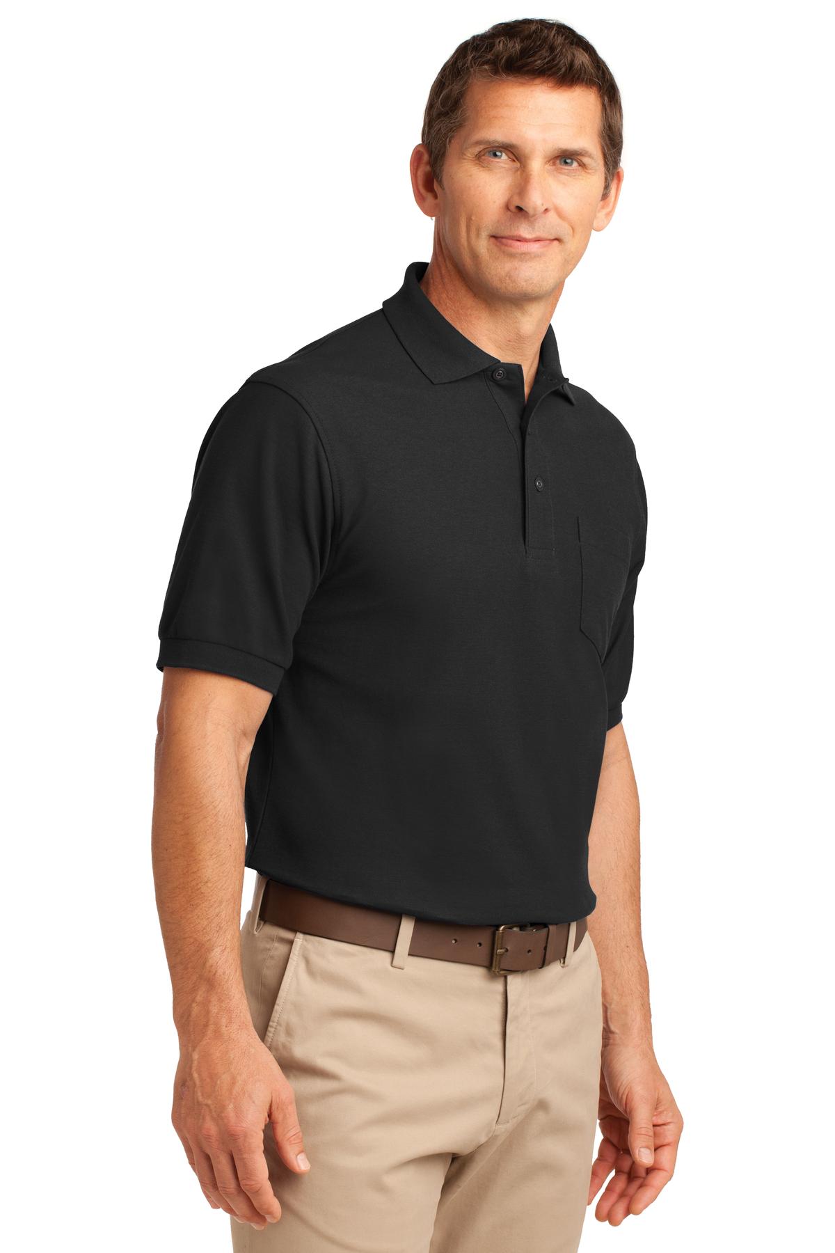 Black Port Authority Tall Silk Touch Polo with Pocket. TLK500P plain