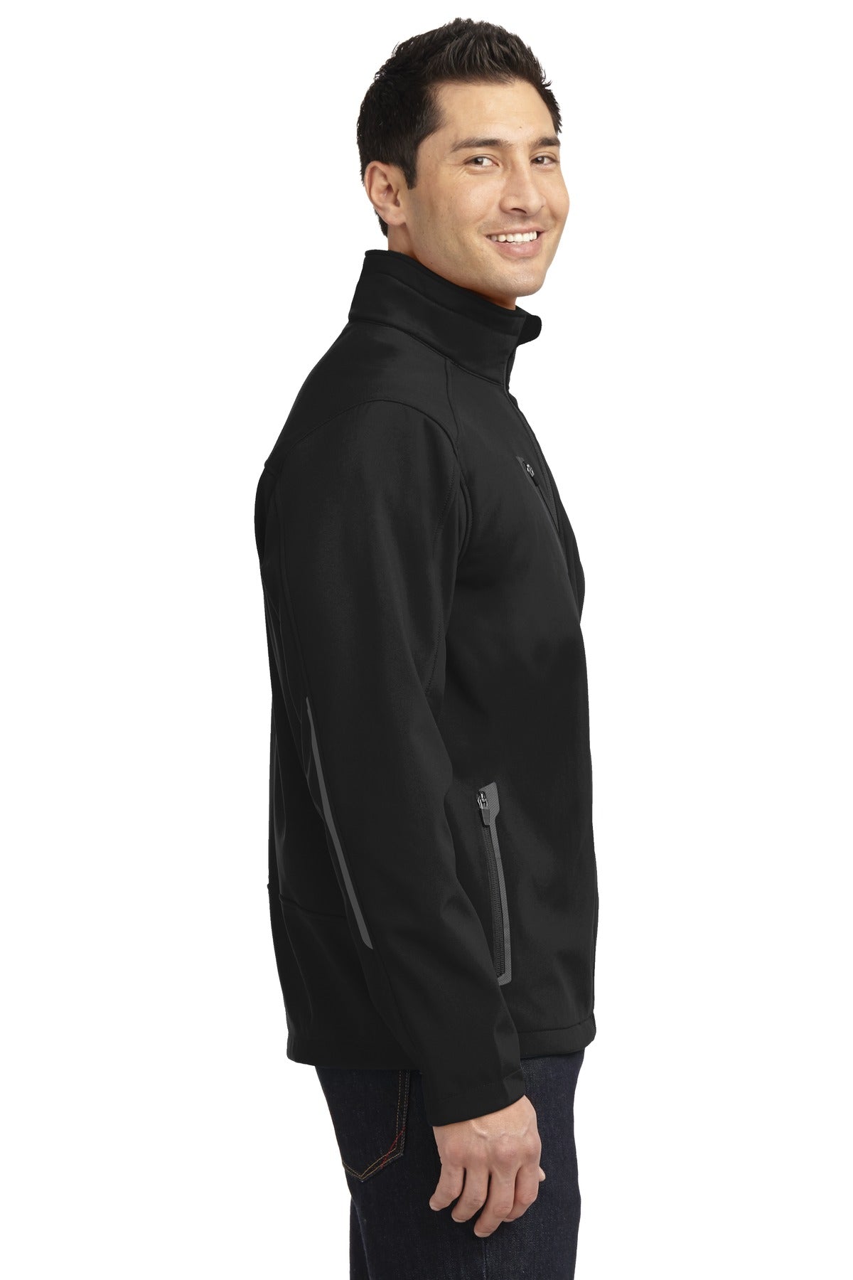 Black Port Authority Welded Soft Shell Jacket. J324 plain