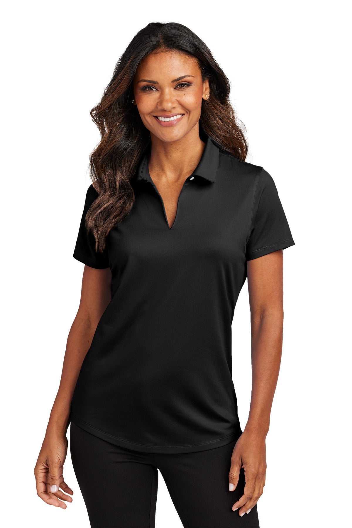 Black Port Authority Women's City Stretch Polo LK683 plain