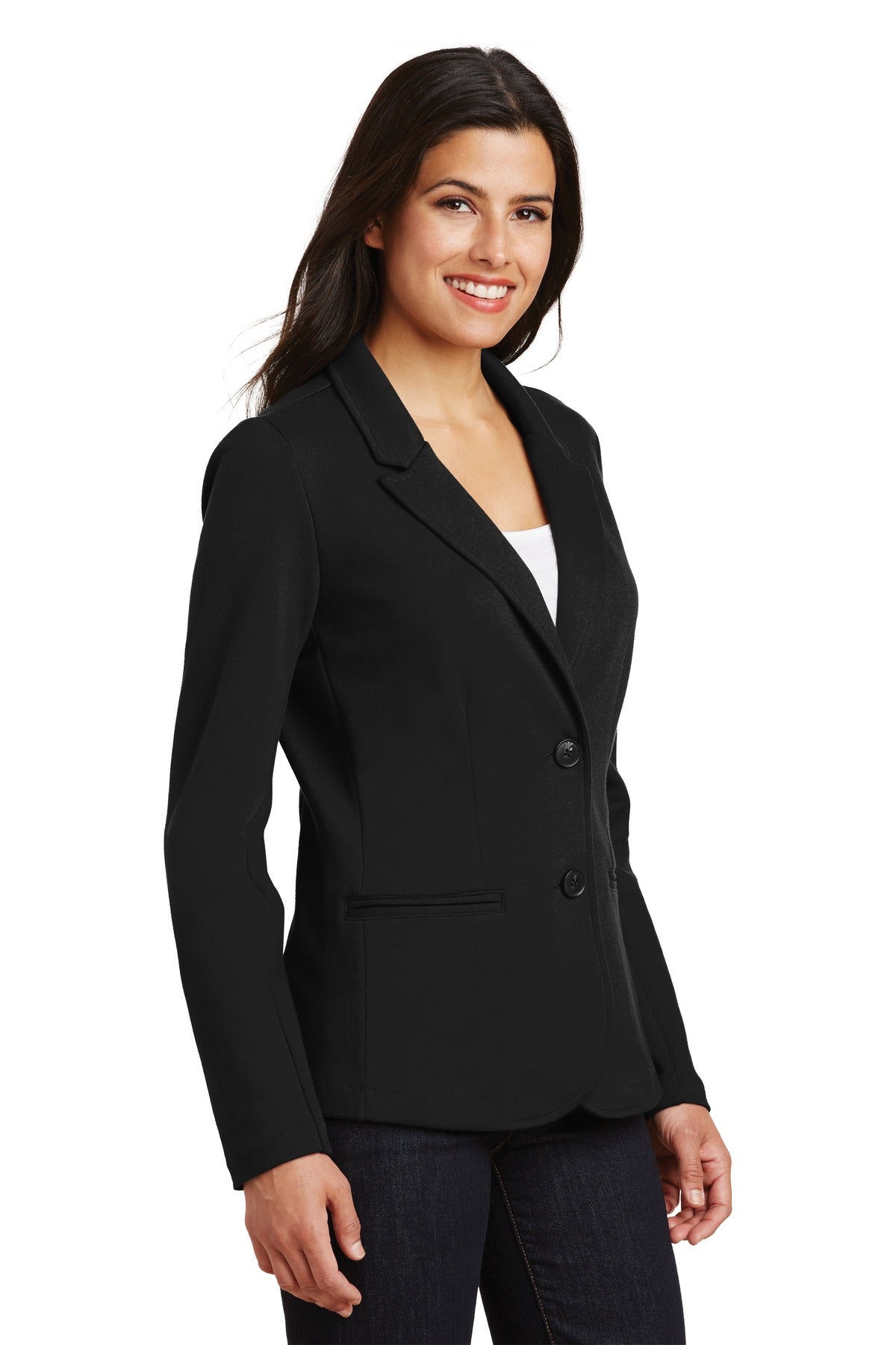 Black Port Authority Women's Knit Blazer. LM2000 plain