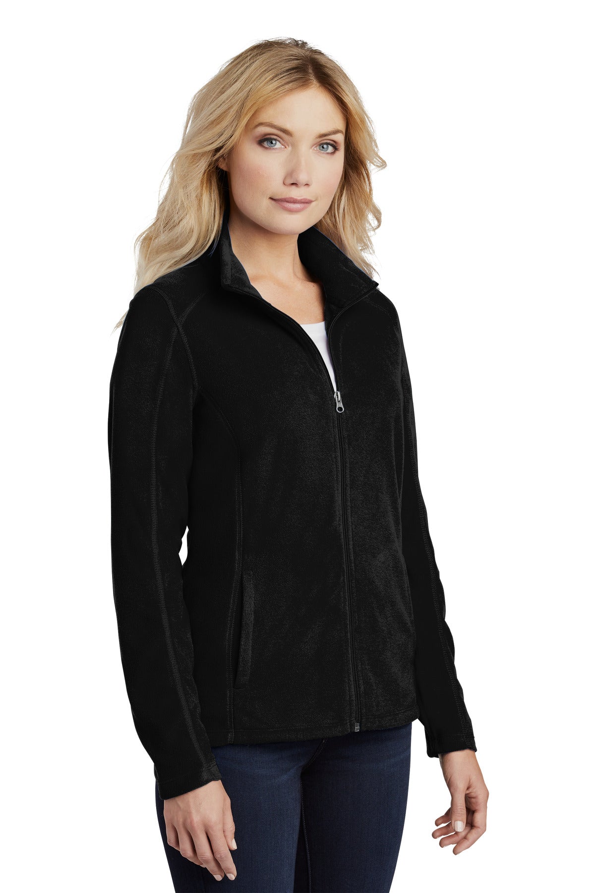Black Port Authority Women's Microfleece Jacket. L223 plain