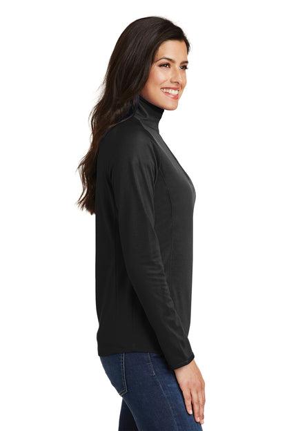 Black Port Authority Women's Pinpoint Mesh 1/2-Zip . L806 plain