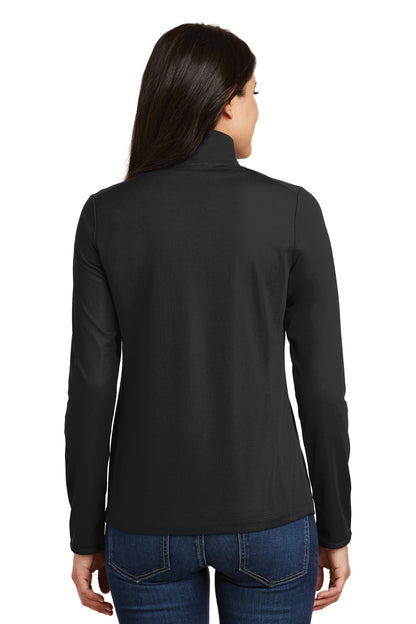 Black Port Authority Women's Pinpoint Mesh 1/2-Zip . L806 plain