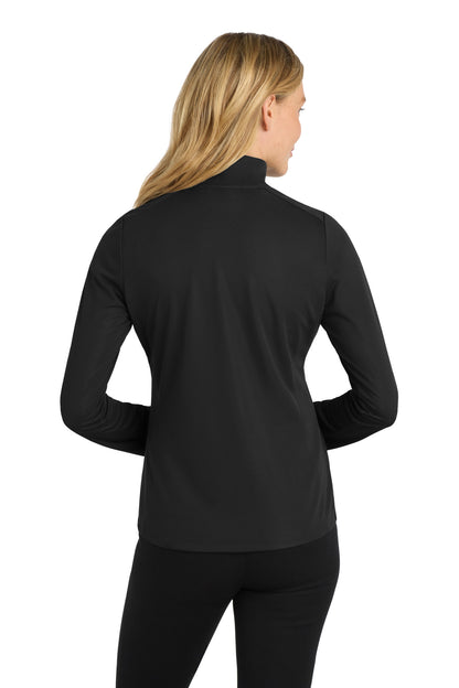 Black Port Authority Women's Pinpoint Mesh 1/2-Zip . L806 plain
