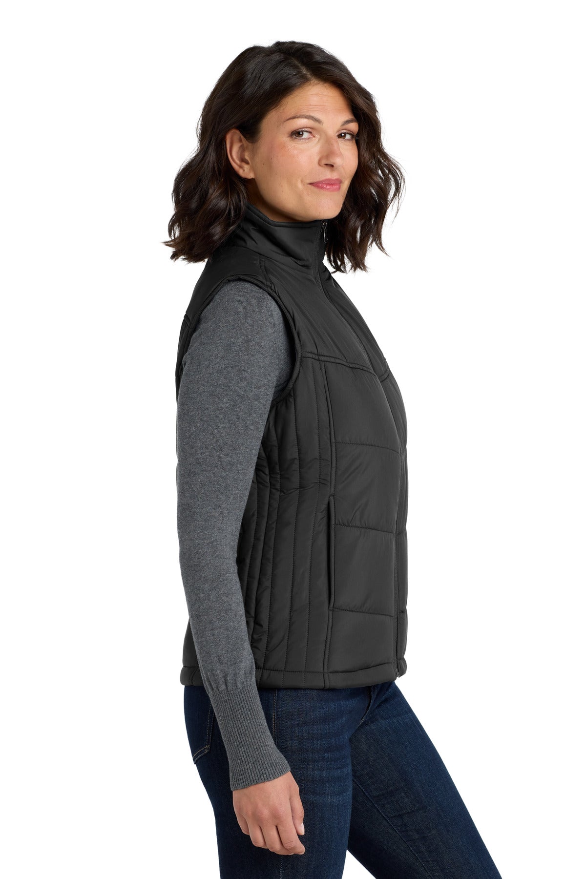 Black Port Authority Women's Puffy Vest. L709