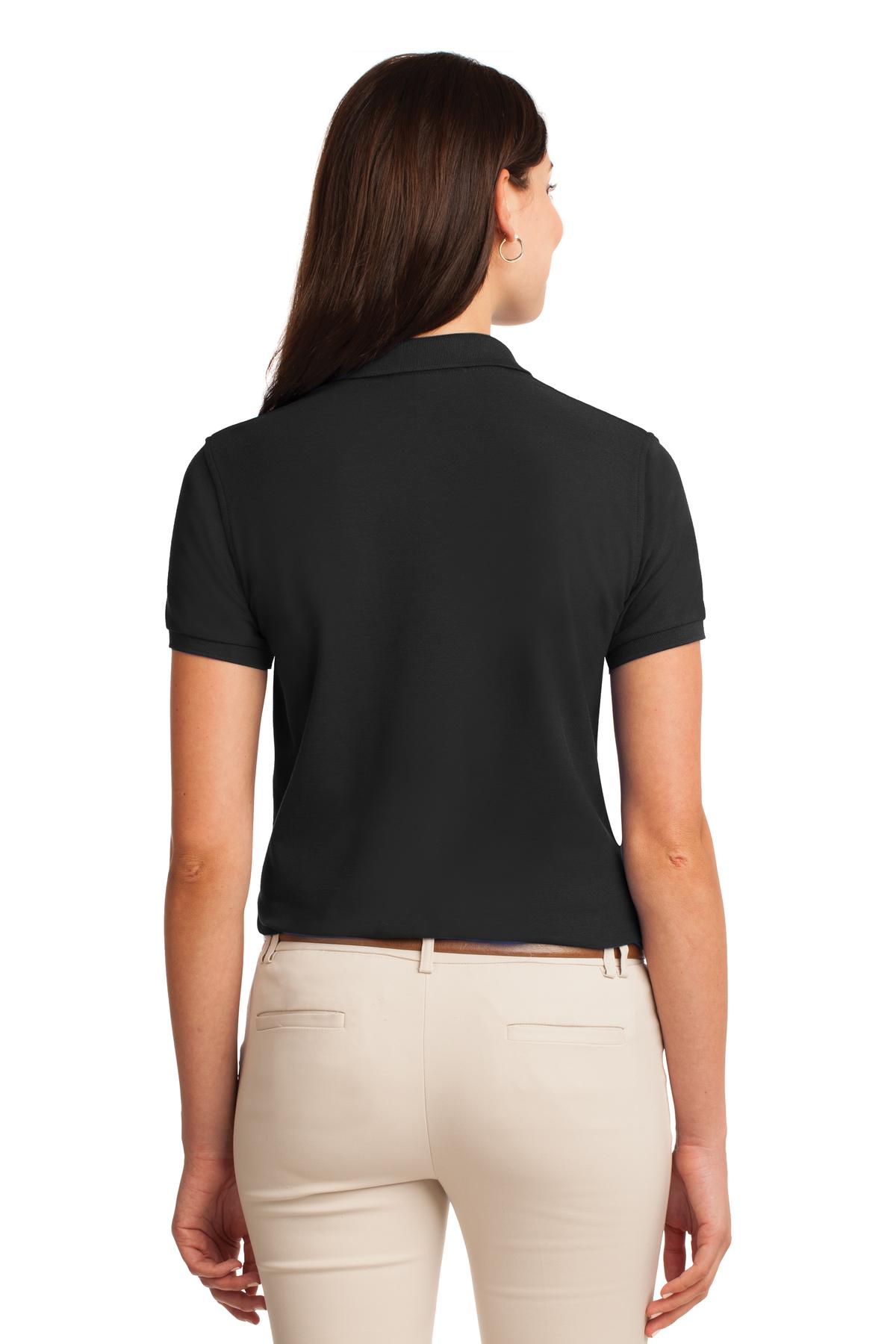 Black Port Authority Women's Silk Touch Polo. L500 plain