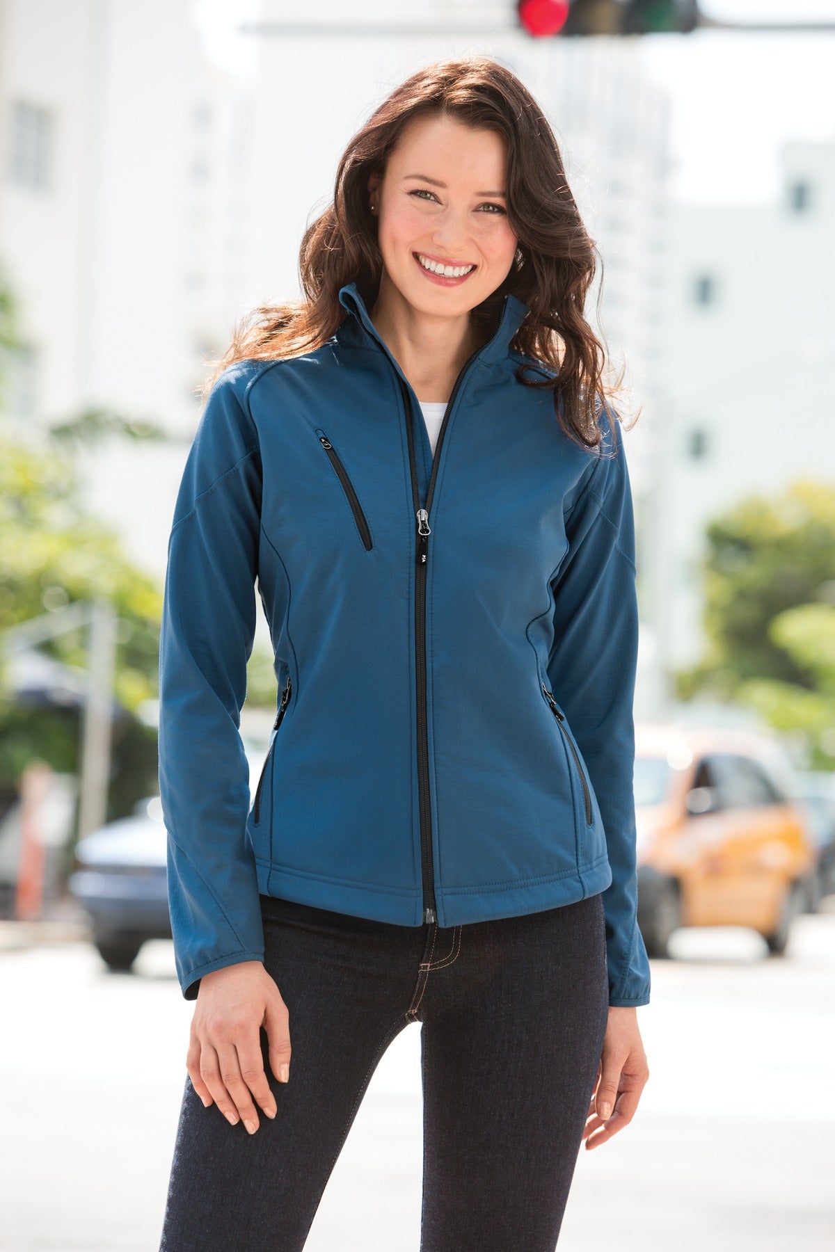 Black Port Authority Women's Textured Soft Shell Jacket. L705 plain