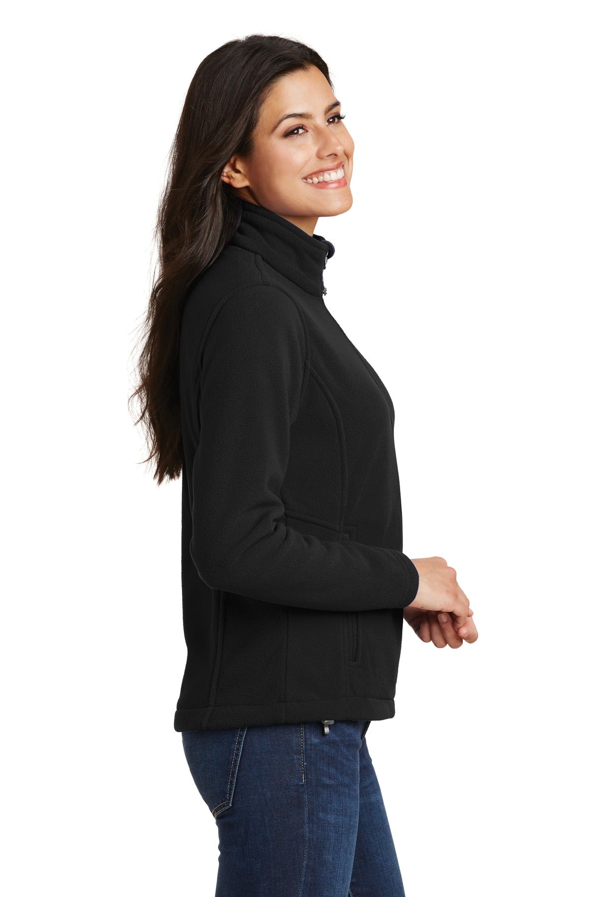 Black Port Authority Women's Value Fleece Jacket. L217 plain