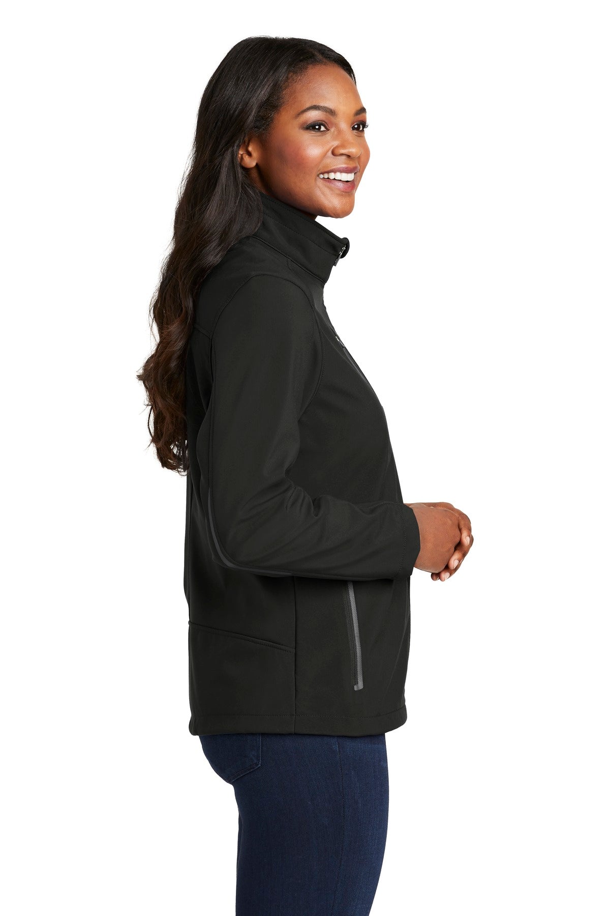 Black Port Authority Women's Welded Soft Shell Jacket. L324 plain