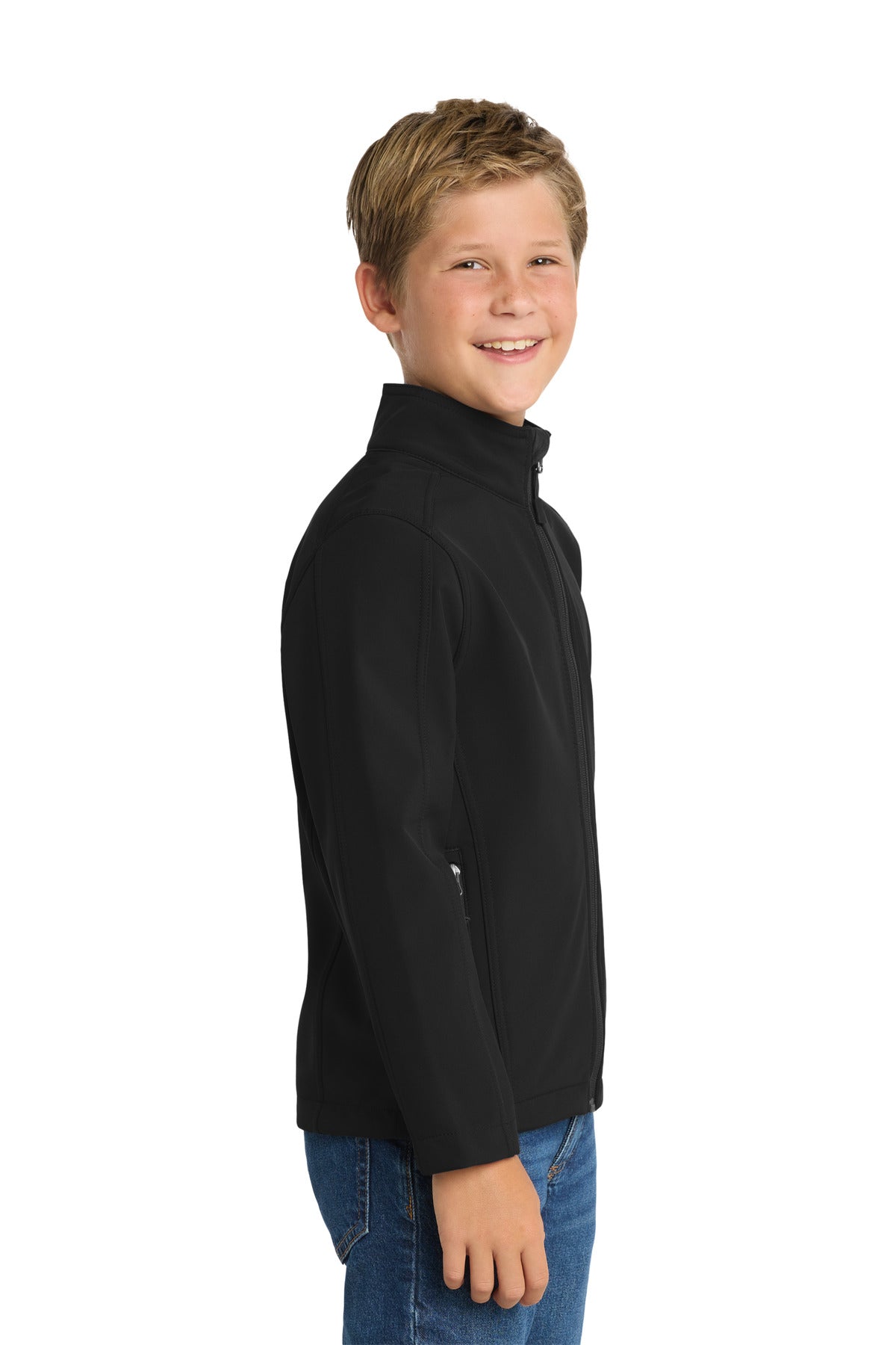 Black Port Authority Youth Core Soft Shell Jacket. Y317 plain