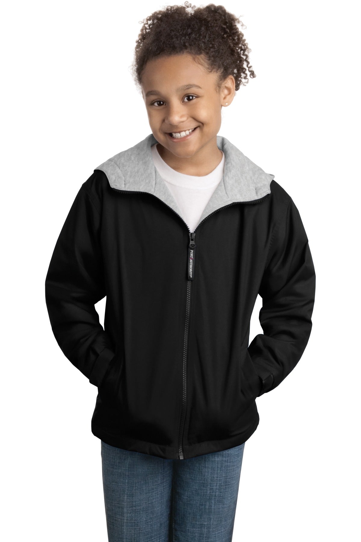 Black Port Authority Youth Team Jacket. YJP56 plain