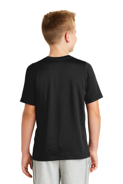 Black Solid New Era Youth Series Performance Crew Tee. YNEA200 plain